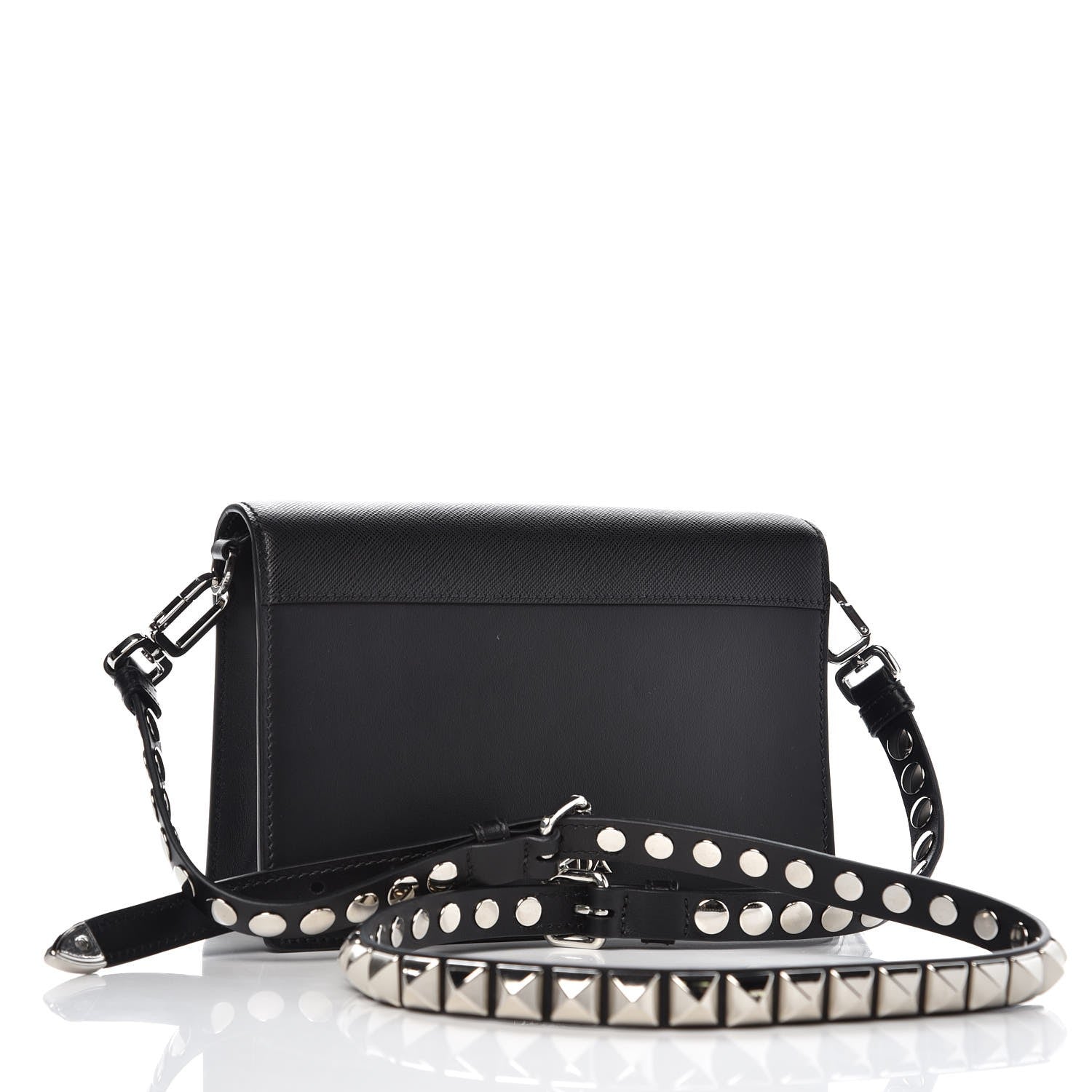 Prada City Calfskin Saffiano Racing Logo Elektra Shoulder Bag Black Verde 3 of 6
