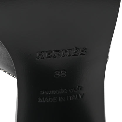Hermes Calfskin Helia Sandals 38 Black 7 of 10