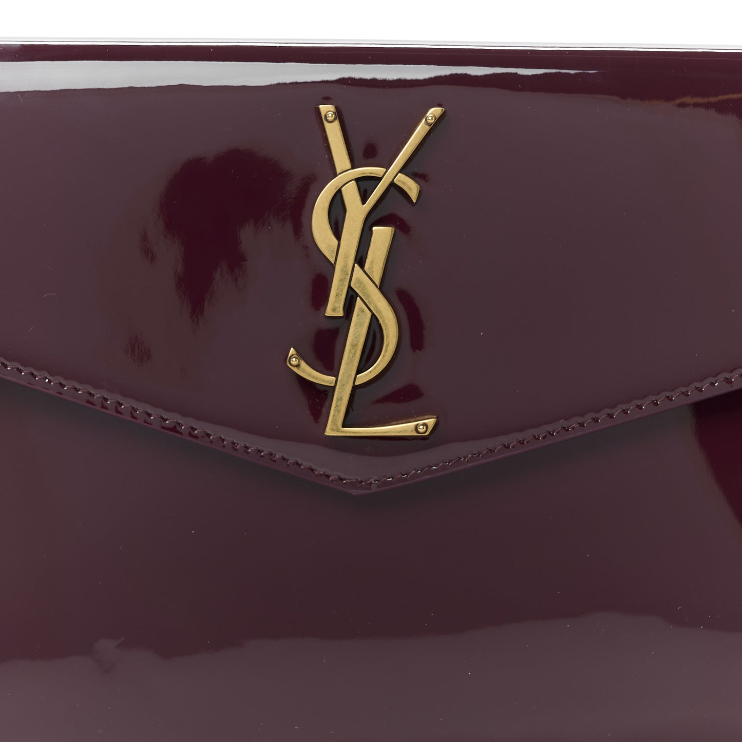 Patent Calfskin Monogram Uptown Clutch Dark Red Wine