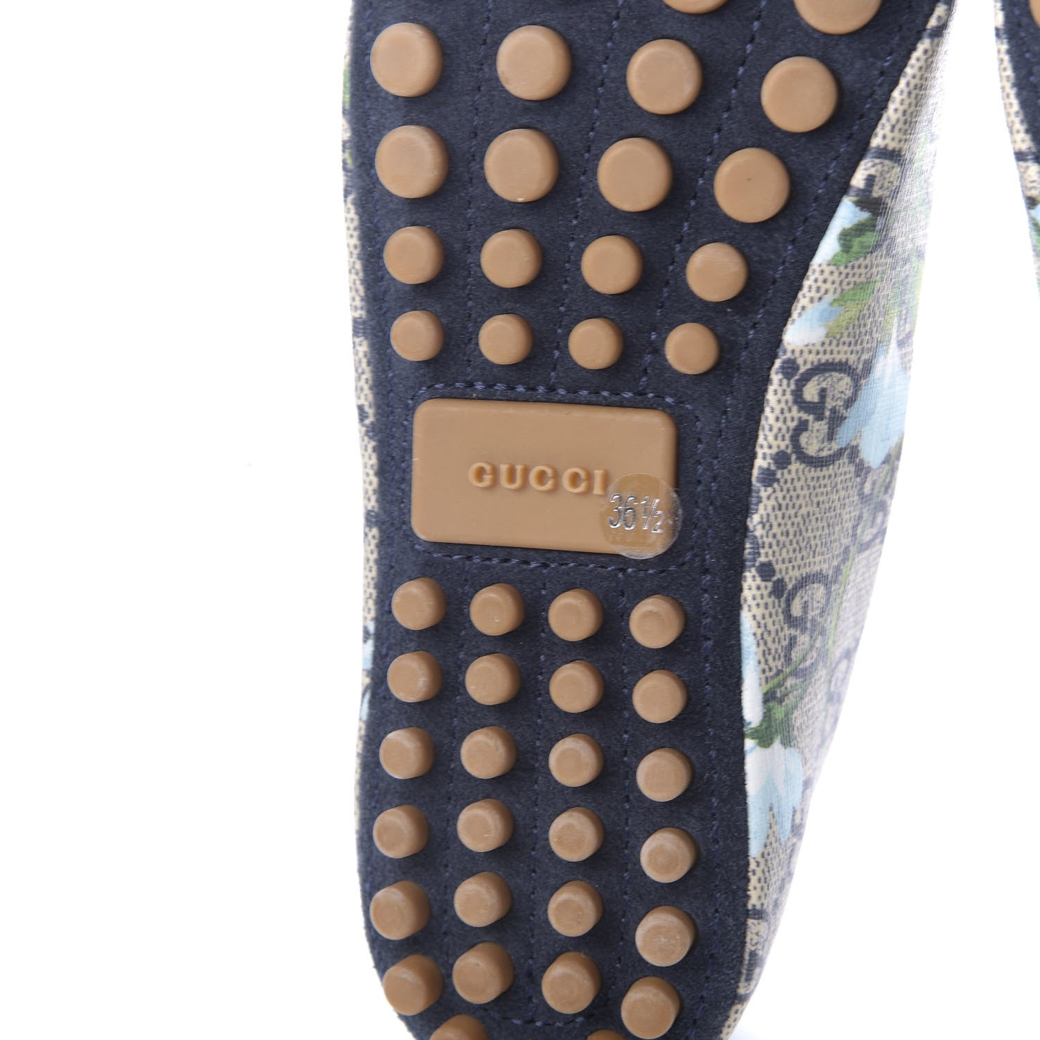 Gucci GG Supreme Monogram Blooms Ballet Flats 36.5 Beige Blue Navy Hibiscus Red 10 of 11