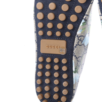 Gucci GG Supreme Monogram Blooms Ballet Flats 36.5 Beige Blue Navy Hibiscus Red 10 of 11