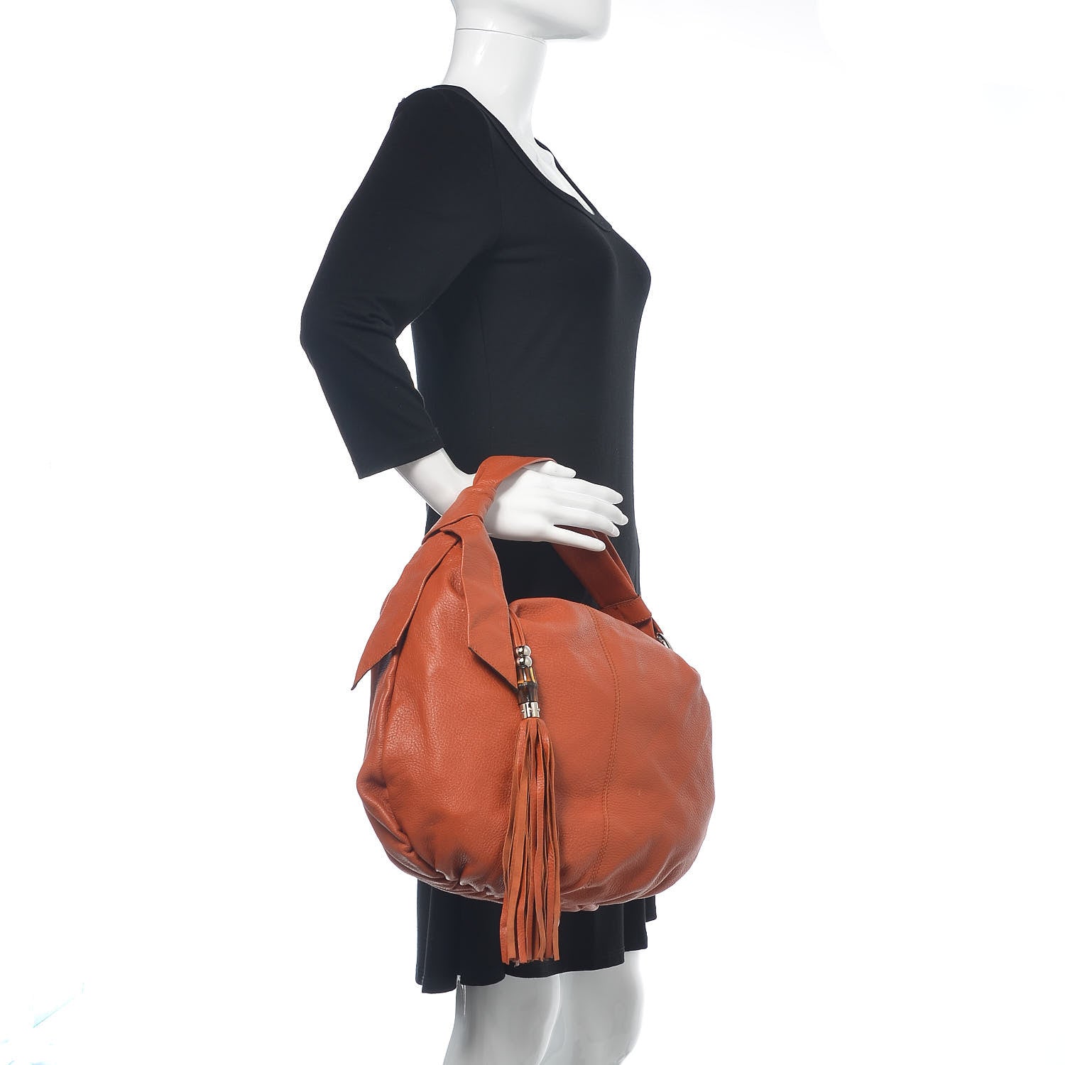 Gucci Pebbled Calfskin Medium Jungle Hobo Dark Orange 2 of 14
