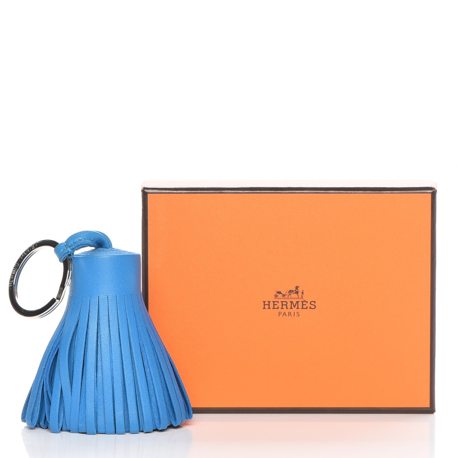 Hermes Lambskin Carmen Tassel Key Holder Bleu Zanzibar 5 of 5
