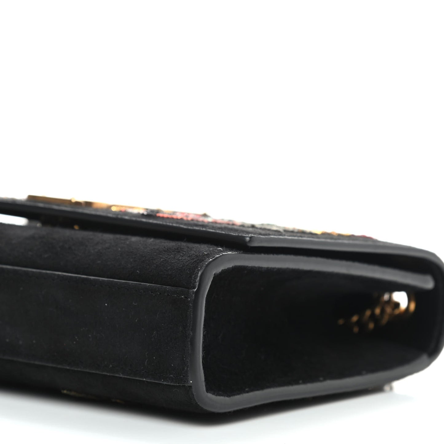 Suede Embroidered Small Monogram Kate Satchel Black