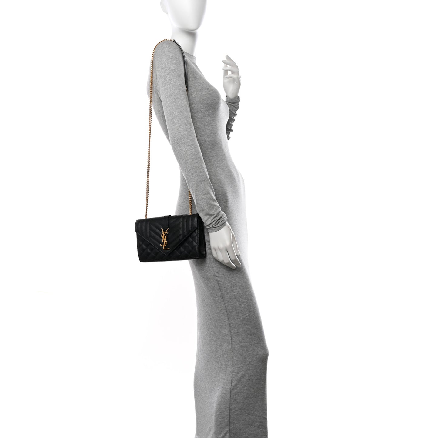 Grain De Poudre Textured Mixed Matelasse Triquilt Small Monogram Satchel Black