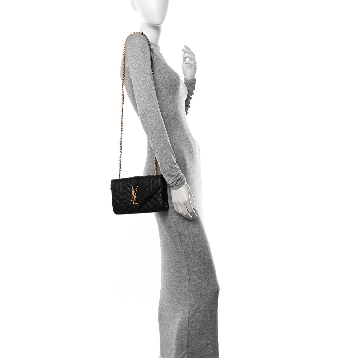 Saint Laurent Grain De Poudre Textured Mixed Matelasse Triquilt Small Monogram Satchel Black 2 of 11