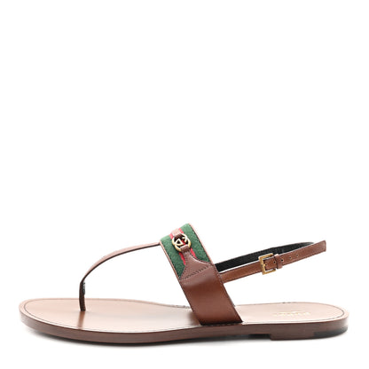 Gucci Jakarta Lifford Calfskin Web Interlocking G Thong Sandals 41 Ebony 1 of 9