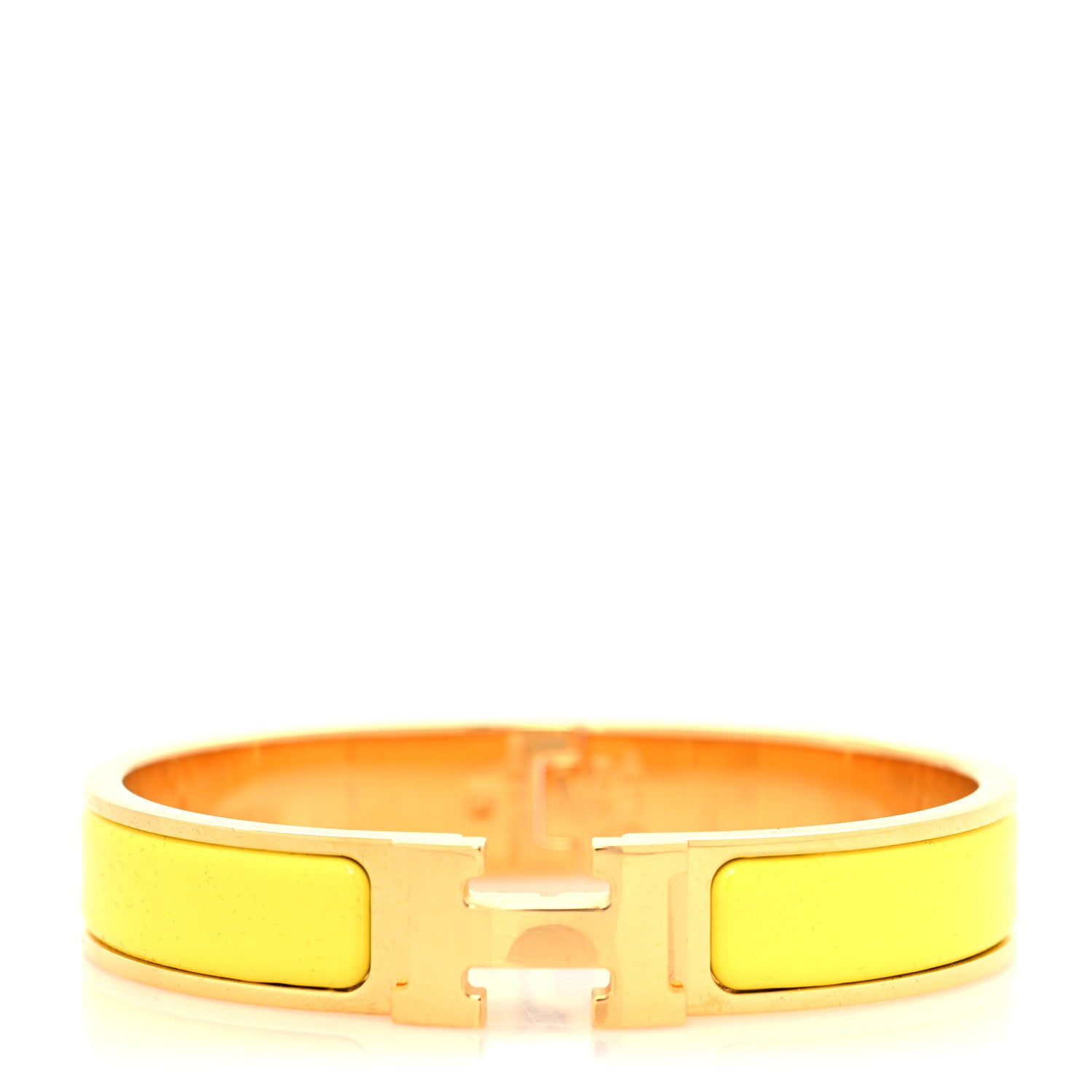 Hermes Enamel Narrow Clic Clac H Bracelet GM Jaune Tennis 1 of 5