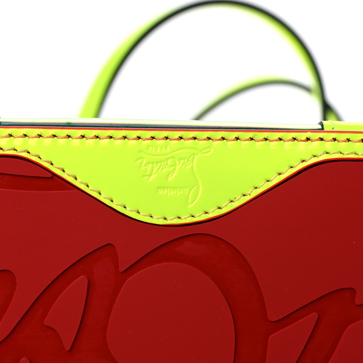 Christian Louboutin PVC Spikes East West Cabata Tote Fluorescent Yellow 11 of 12