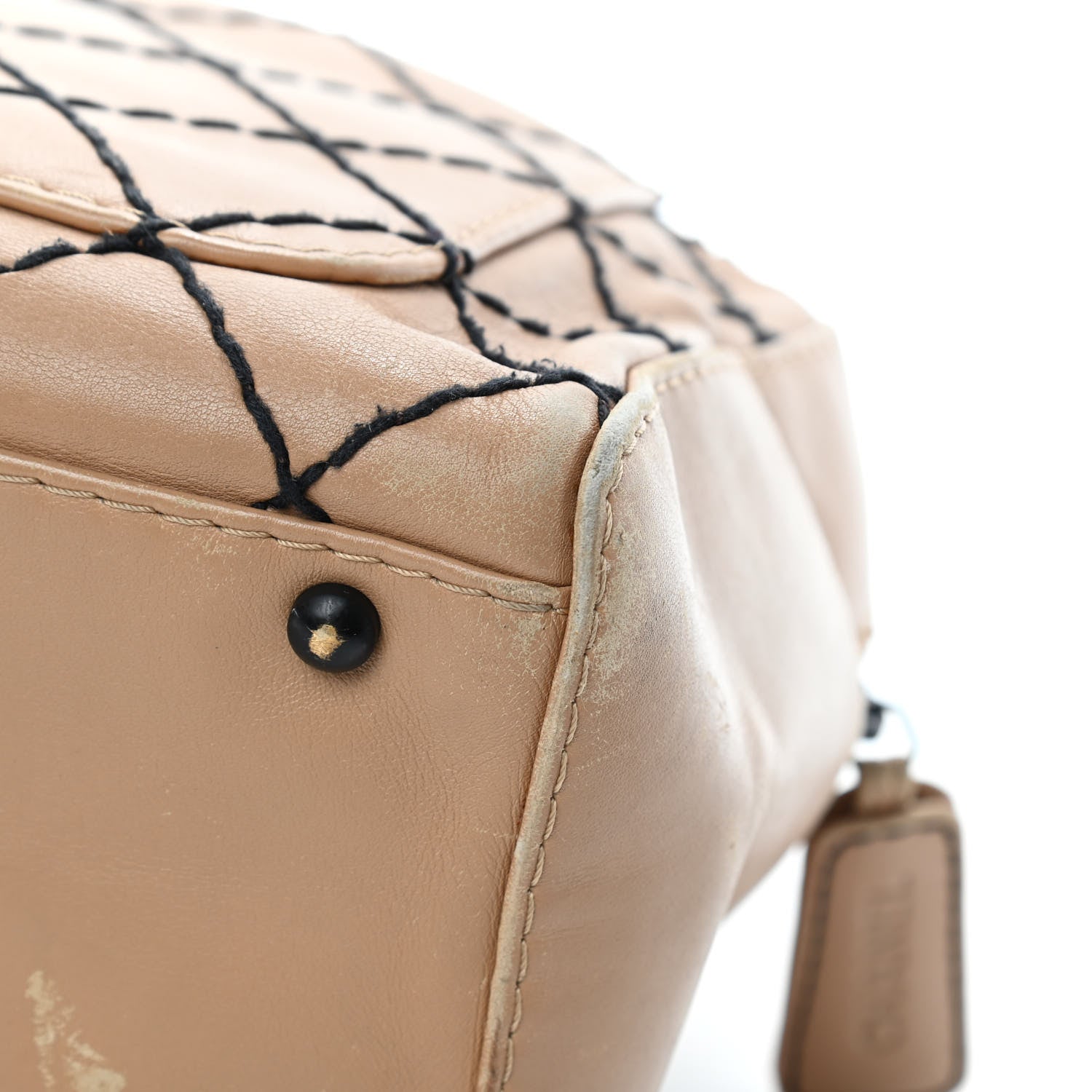 Chanel Calfskin Contrast Stitch Surpique Bowler Beige 14 of 19