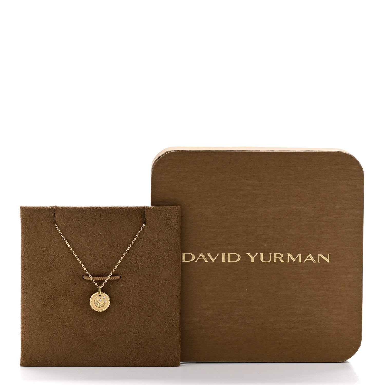 David Yurman 18K Yellow Gold Diamond Yellow Sapphire Cable Collectibles Moon and Stars Pendant Necklace 6 of 6