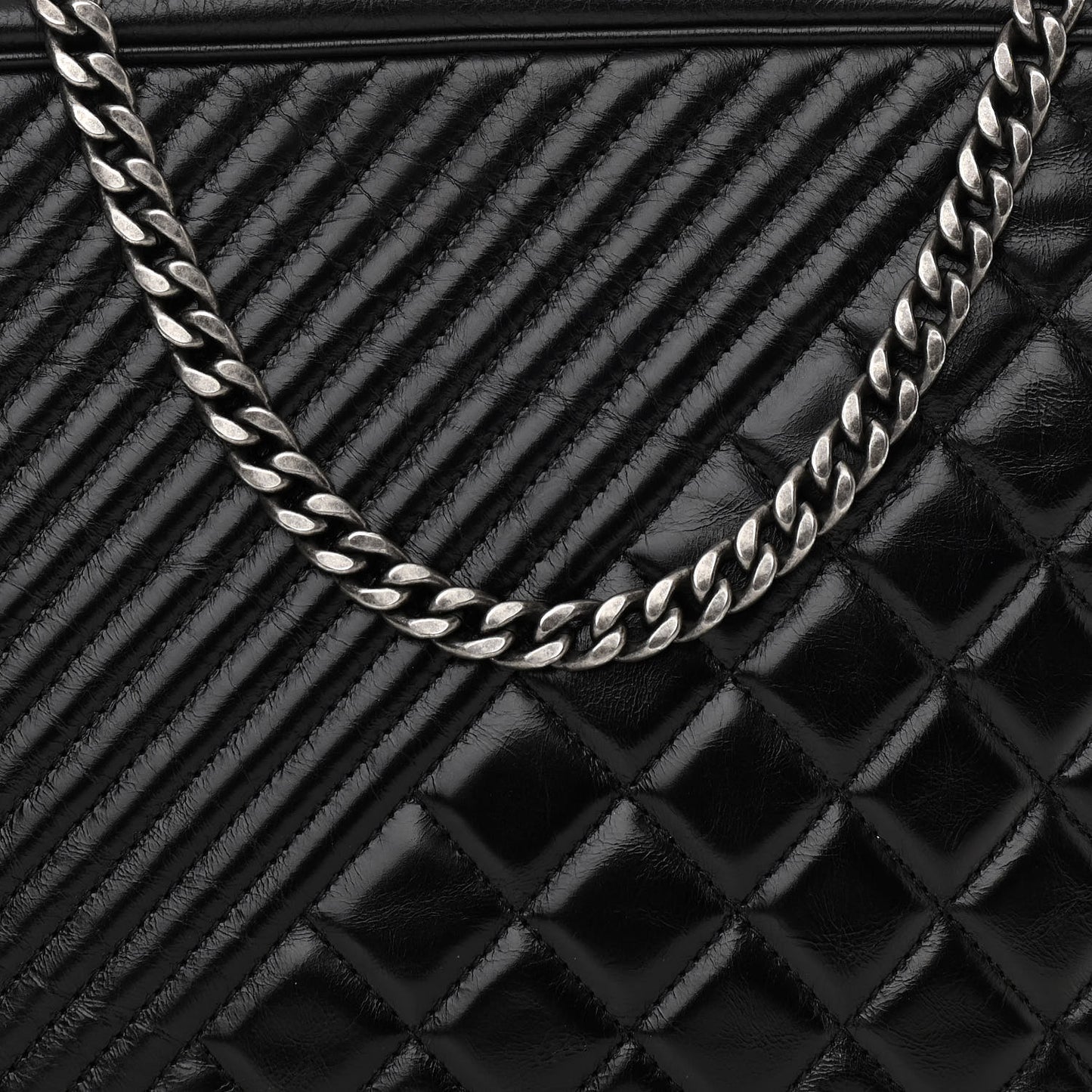 Glazed Calfskin Small Coco Boy Camera Case Black