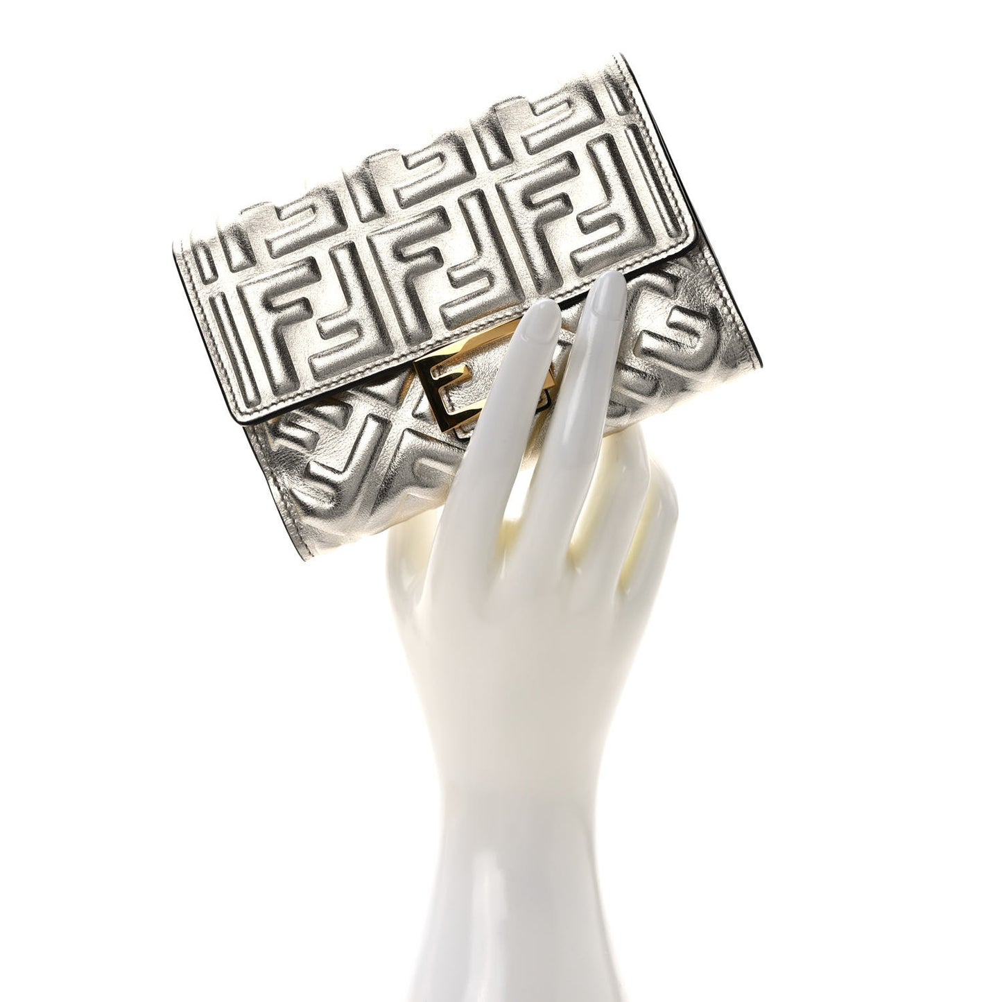 Vitello Catalan Mirror FF 1974 Embossed Medium Wallet Champagne