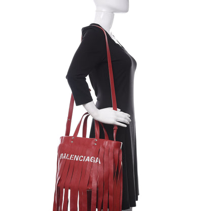 Balenciaga Calfskin XS Fringe Laundry Cabas Red 2 of 12