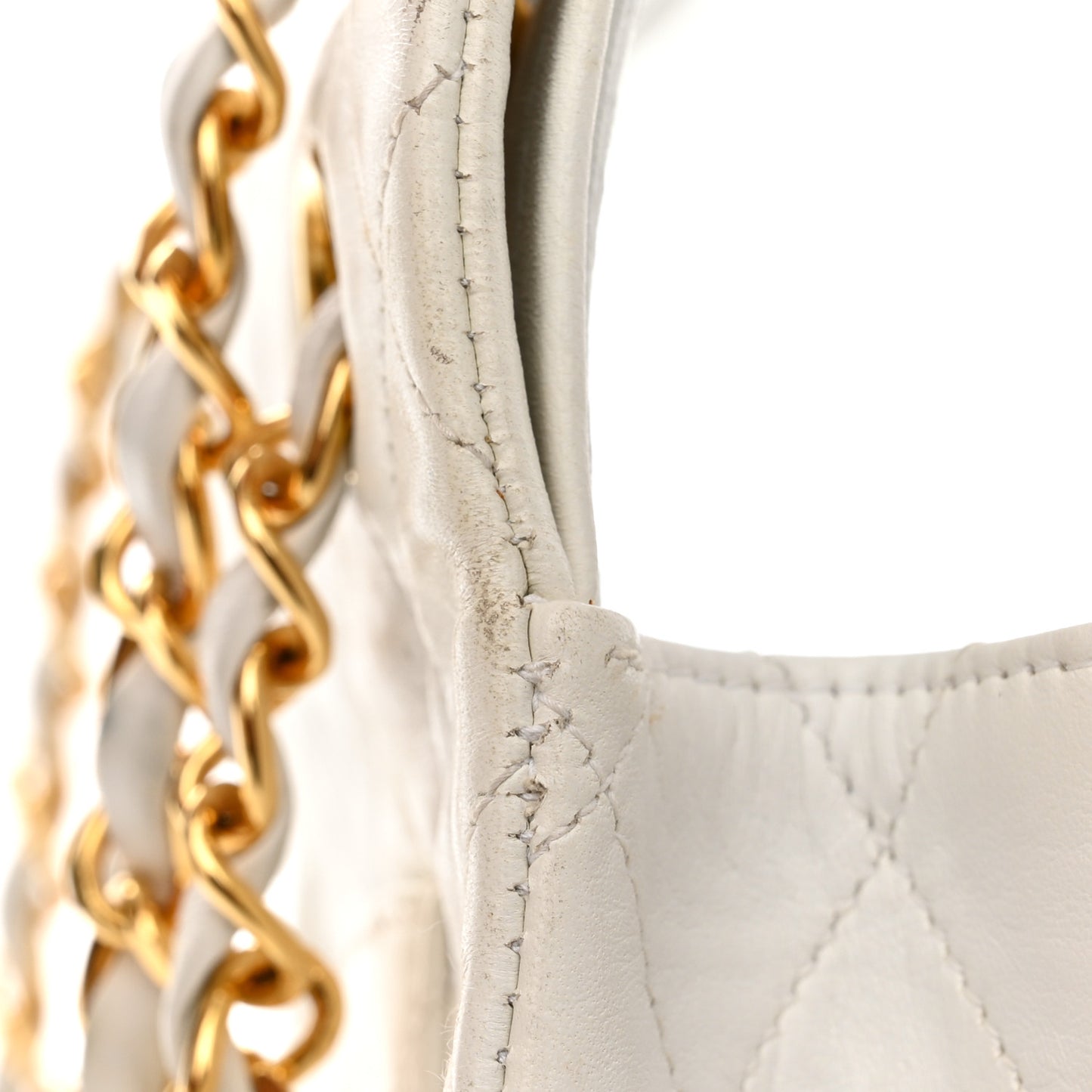Lambskin Quilted Medium Double Flap White