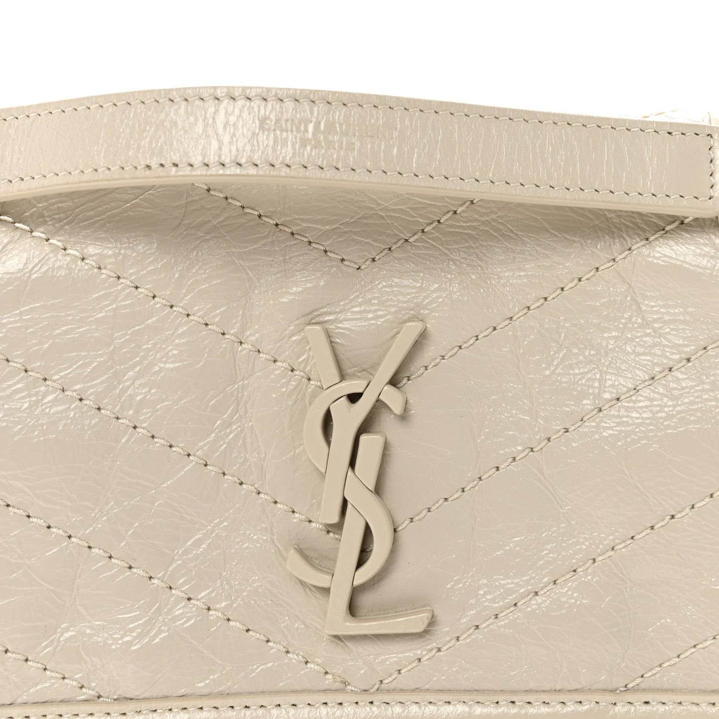 Crinkled Calfskin Matelasse Monogram Baby Niki Chain Satchel Ivory