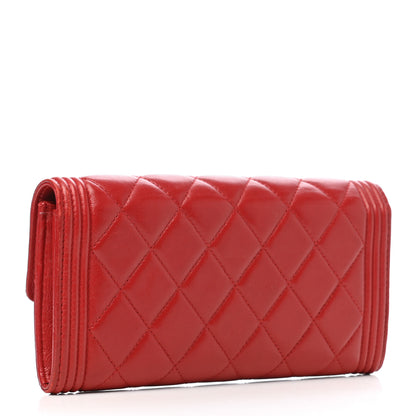 Chanel Lambskin Quilted Boy Flap Wallet Red 3 of 9