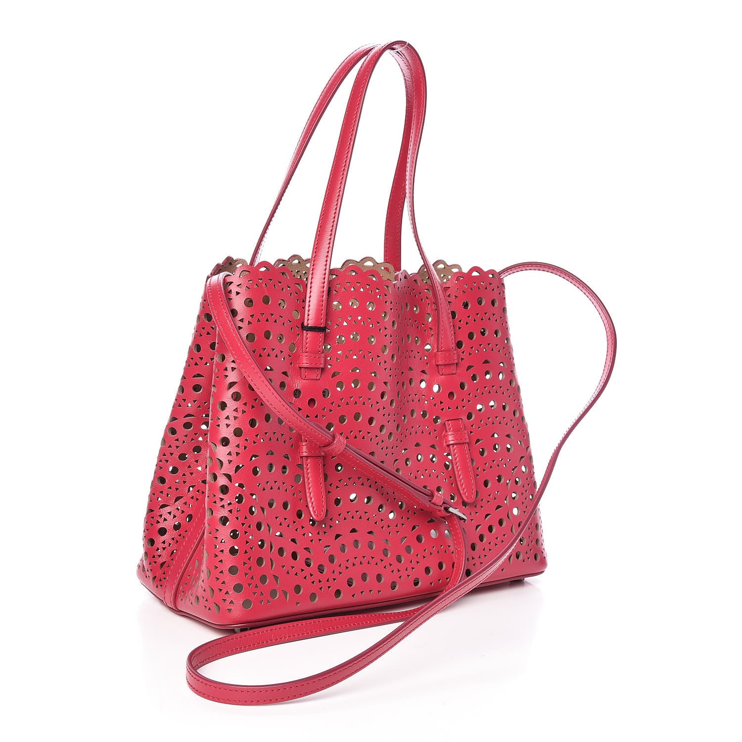 Alaia Calfskin Vienne Wave Mina 25 Bag Framboise 3 of 8