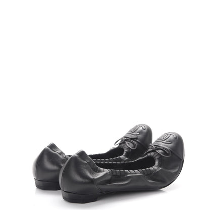 Chanel Lambskin CC Elastic Cap Toe Ballerina Flats 38 Black 4 of 8