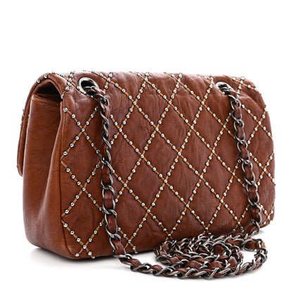 Chanel Washed Lambskin Studded Metal Beauty Flap Brown 3 of 10