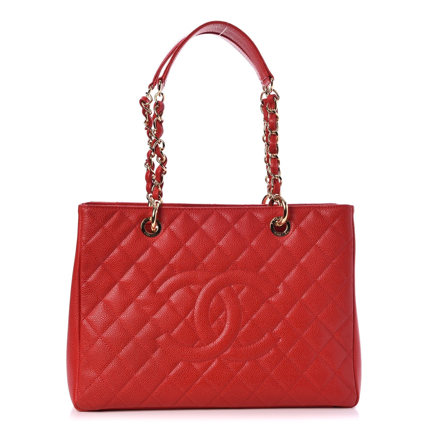 Chanel Caviar Quilted Grand Shopping Tote GST Red 1 of 7