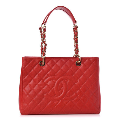 Chanel Caviar Quilted Grand Shopping Tote GST Red 1 of 7