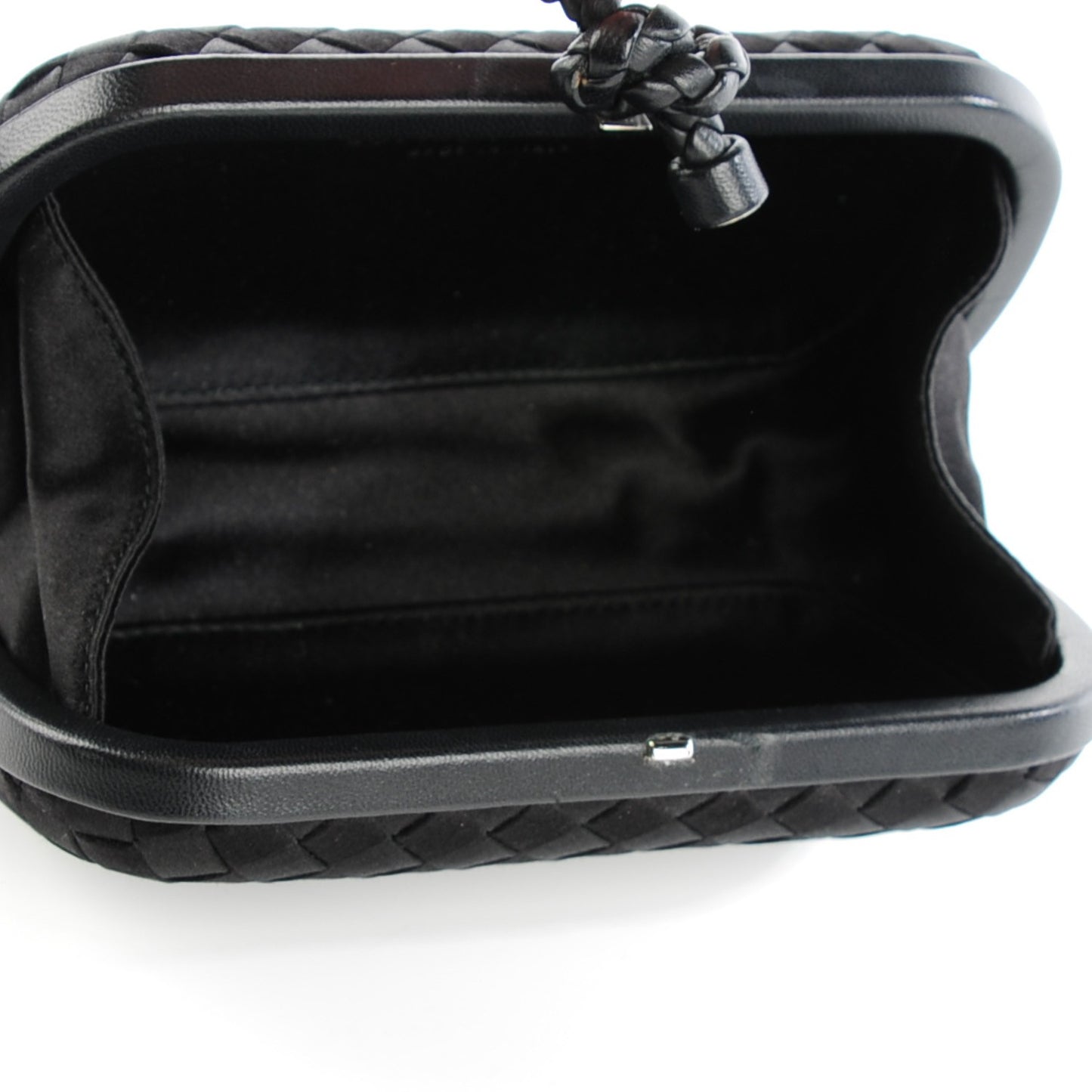 Satin Intreccio Impero Knot Clutch Black