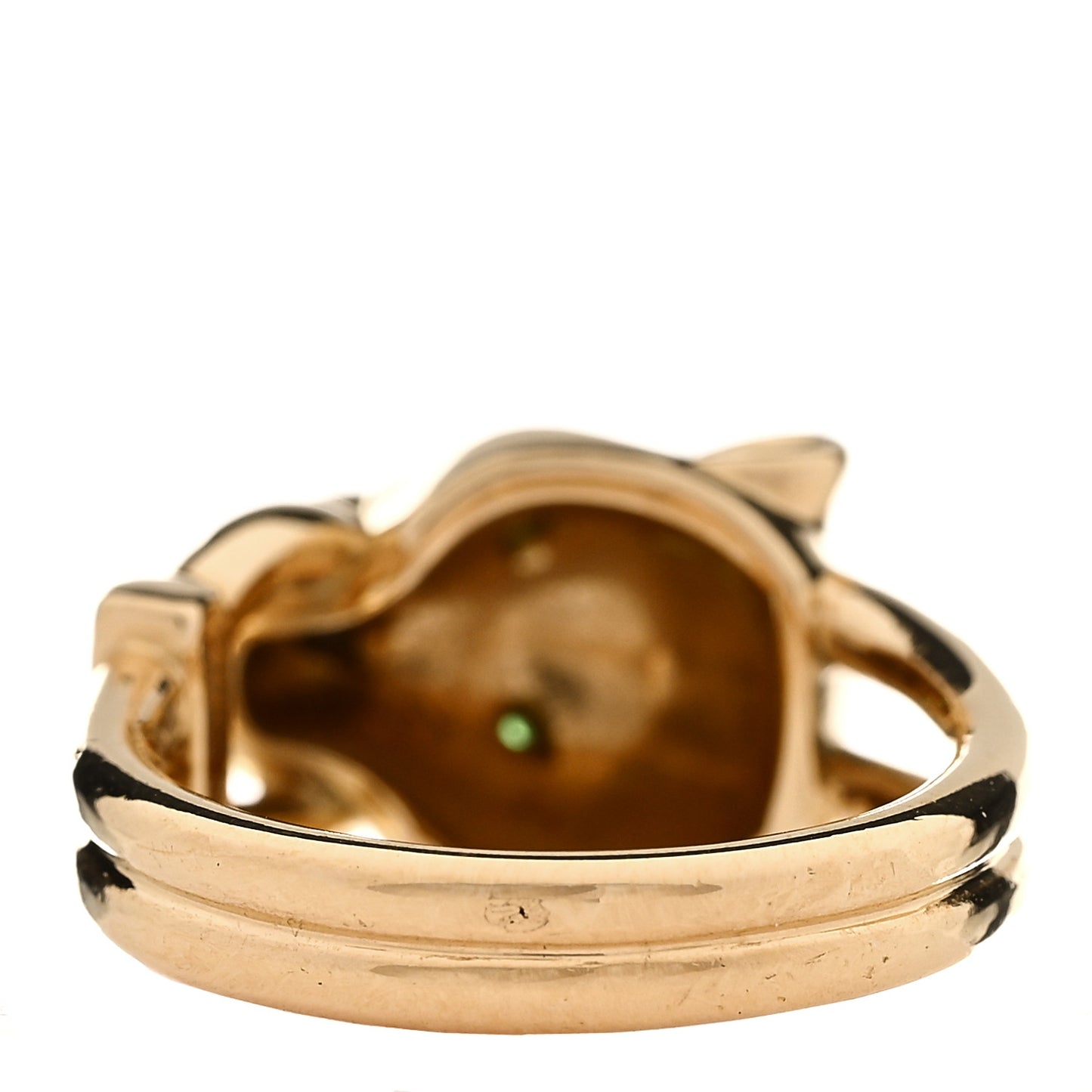 18K Yellow Gold Diamond Tsavorite Garnet Black Onyx Panthere de Cartier Ring 50 5.25