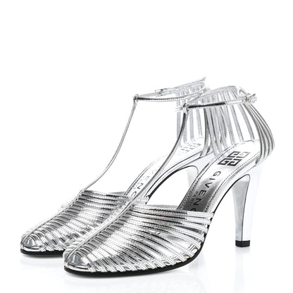Givenchy Metallic Calfskin Look Book Cage Sandals 38 Silver 3 of 9