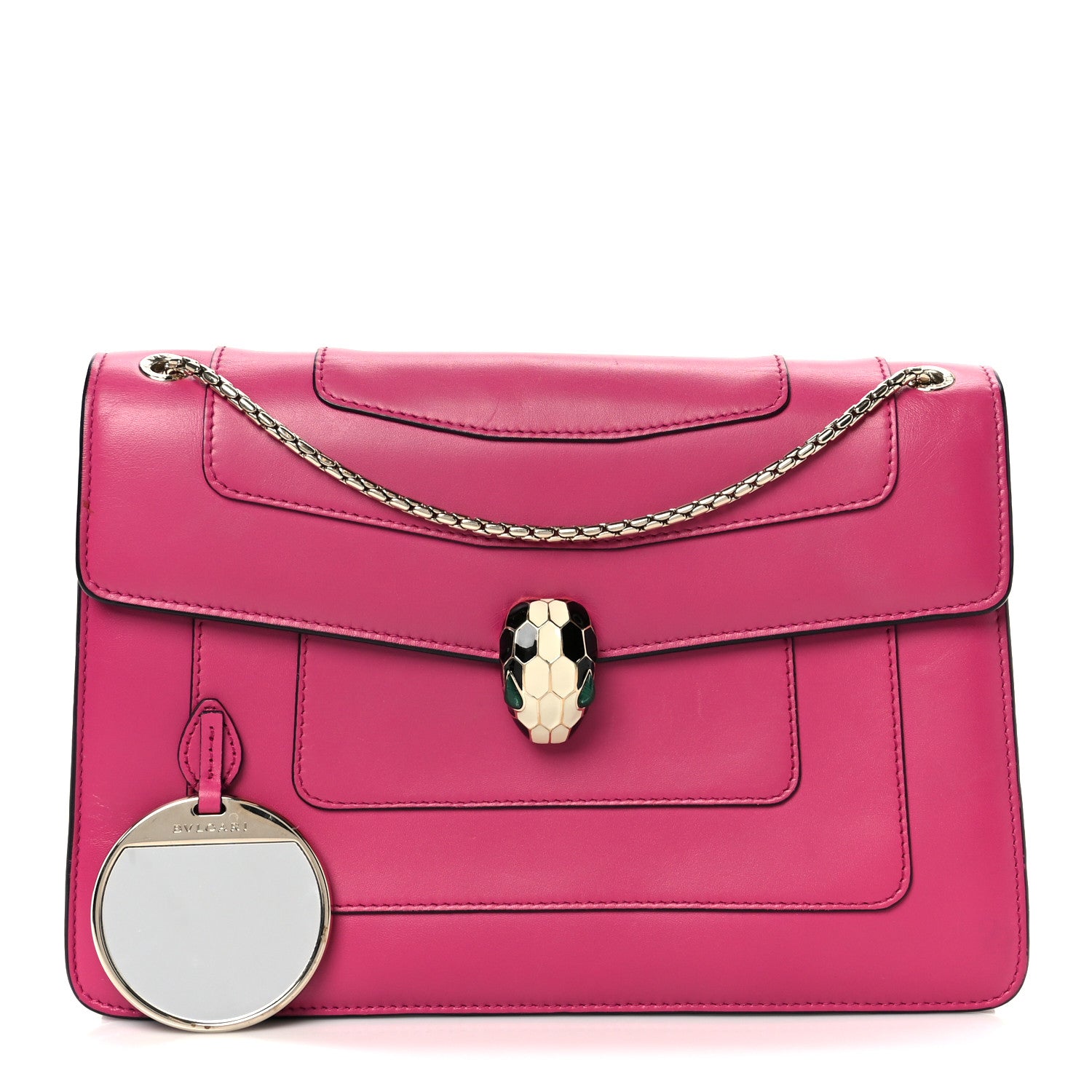 Bulgari Calfskin Serpenti Forever Snake Strap Crossbody Bag Pink 3 of 12