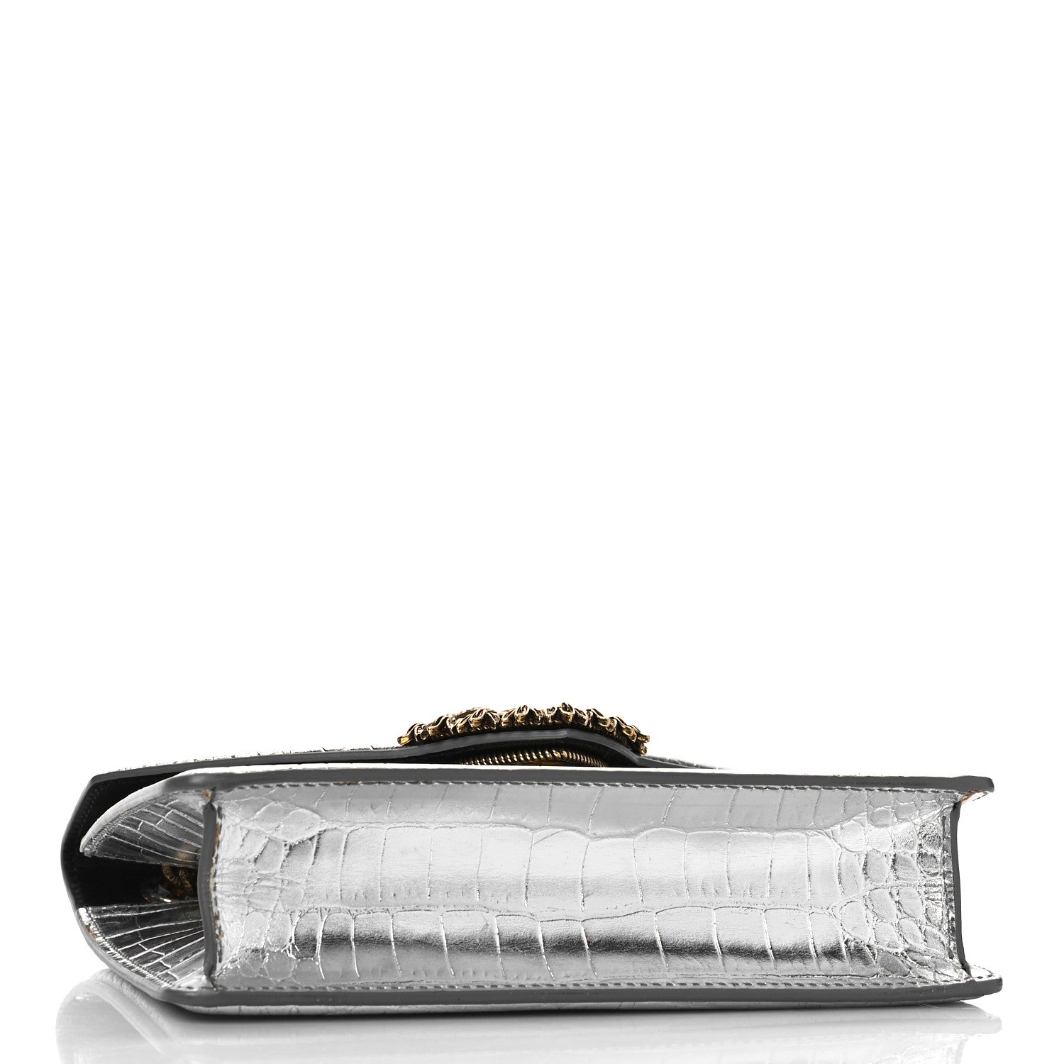 Dolce & Gabbana Metallic Calfskin Crocodile Embossed Mini Devotion Envelope Bag Silver 3 of 8