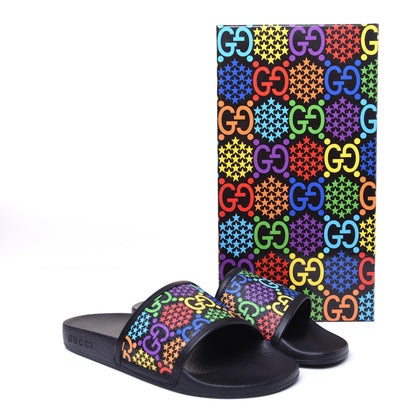 Gucci GG Supreme Monogram Psychedelic Slide Sandals 36 Black Multicolor 9 of 9