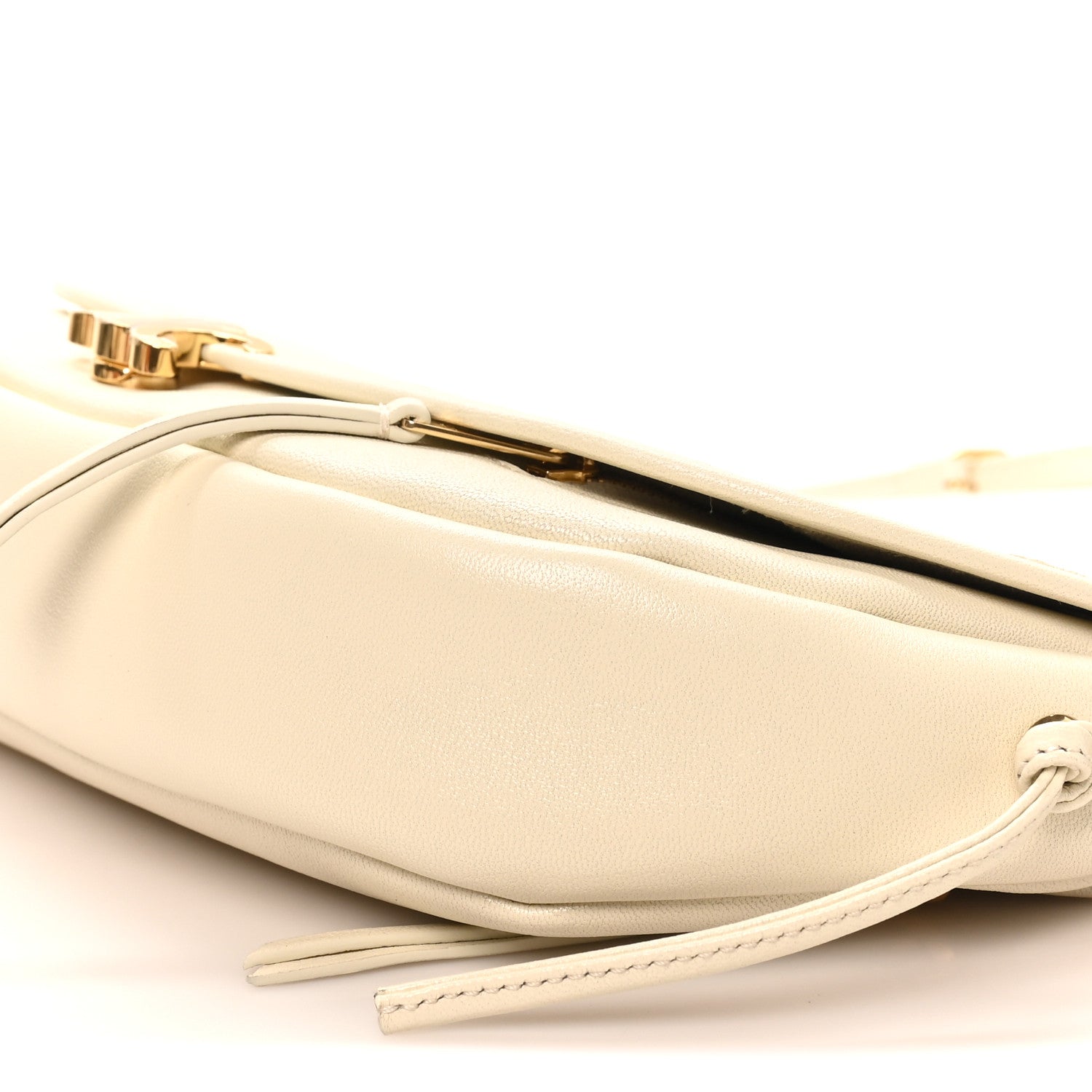 Celine Supple Shiny Lambskin Little Halfmoon Soft Triomphe White Cotton 9 of 9