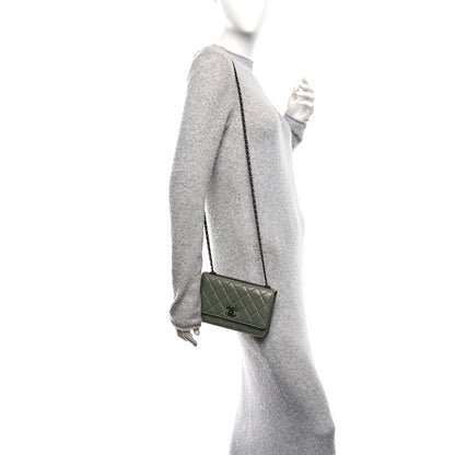 Chanel Lambskin Quilted Trendy CC Wallet On Chain WOC Green 2 of 12