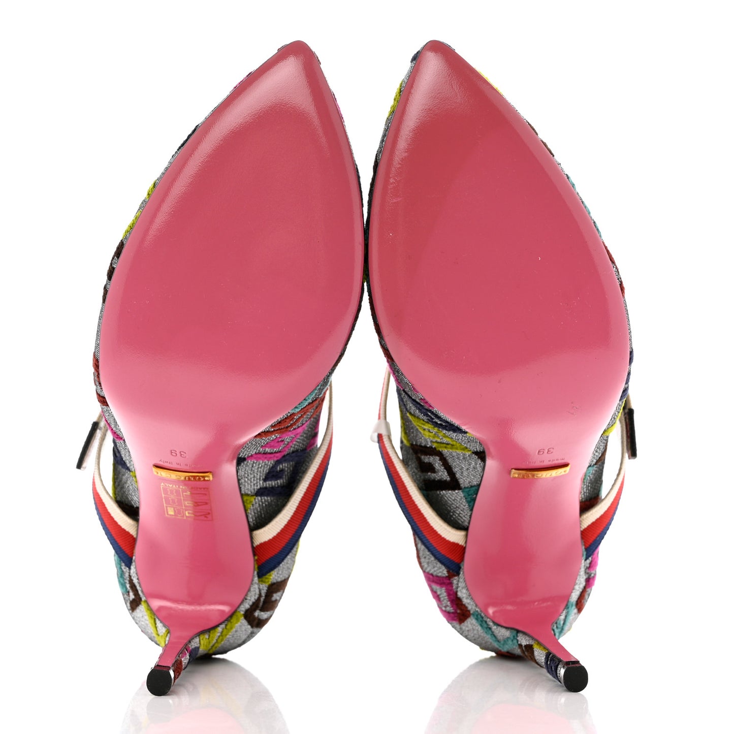 Velvet Lurex Square G Web Pumps 39 Silver Multicolor