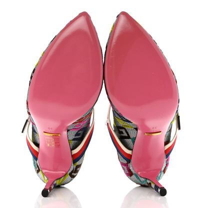 Gucci Velvet Lurex Square G Web Pumps 39 Silver Multicolor 5 of 9