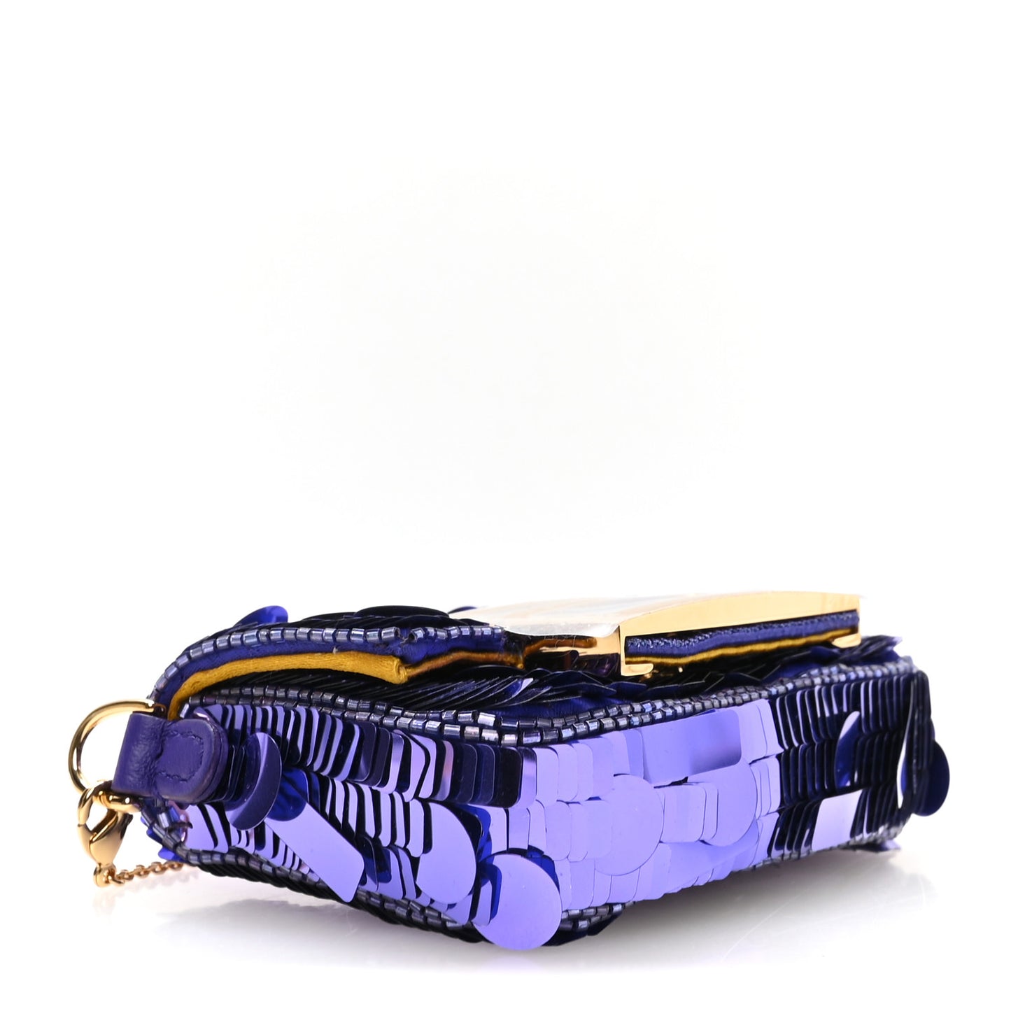 Sequin Paillettes Shiny Nappa Sex and the City Nano Maxi Buckle Baguette Charm Viola Purple
