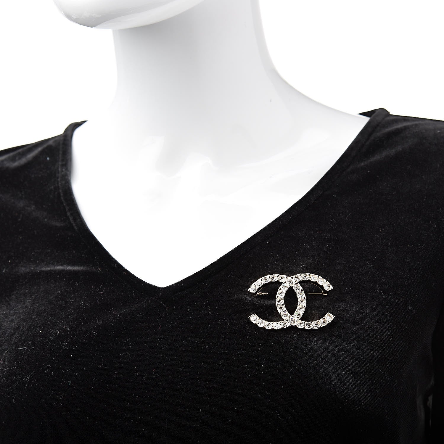 Chanel Baguette Crystal CC Brooch Gold 2 of 5