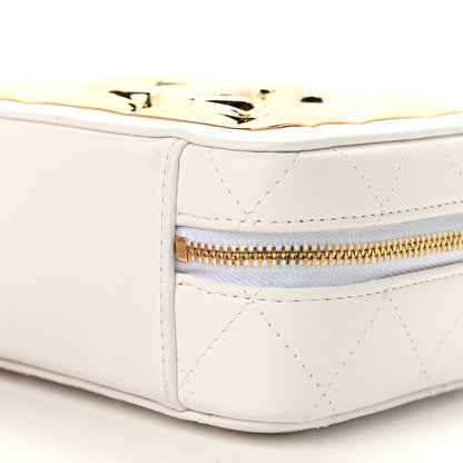 Chanel Lambskin Metal Quilted Mini Vanity Case With Chain White Gold 6 of 8
