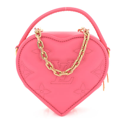 Louis Vuitton Calfskin Embroidered Monogram Pop My Heart Bag Pouch Dragon Fruit Pink 1 of 9