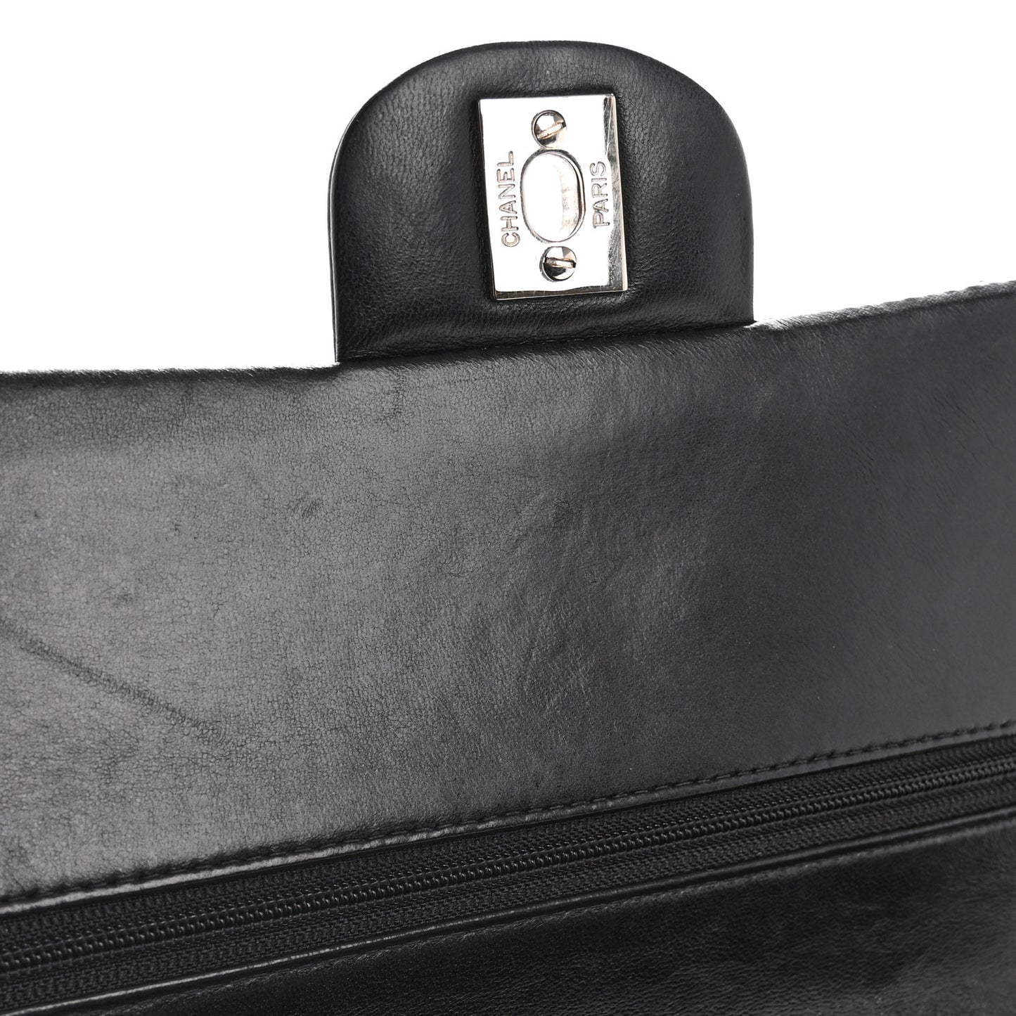 Lambskin Quilted Medium Double Flap Black