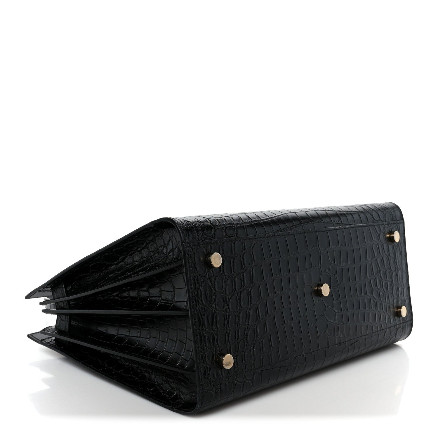 Saint Laurent Calfskin Crocodile Embossed Small Sac de Jour Black 4 of 10