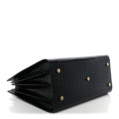 Saint Laurent Calfskin Crocodile Embossed Small Sac de Jour Black 4 of 10