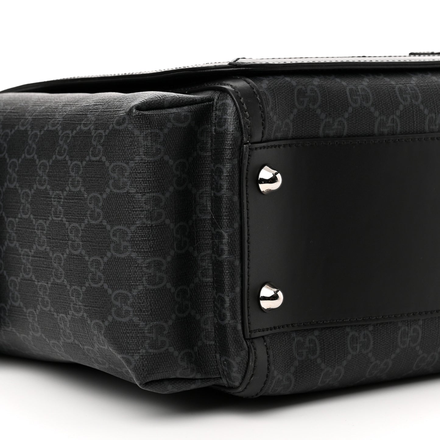 GG Supreme Monogram Web Messenger Diaper Bag Black Grey