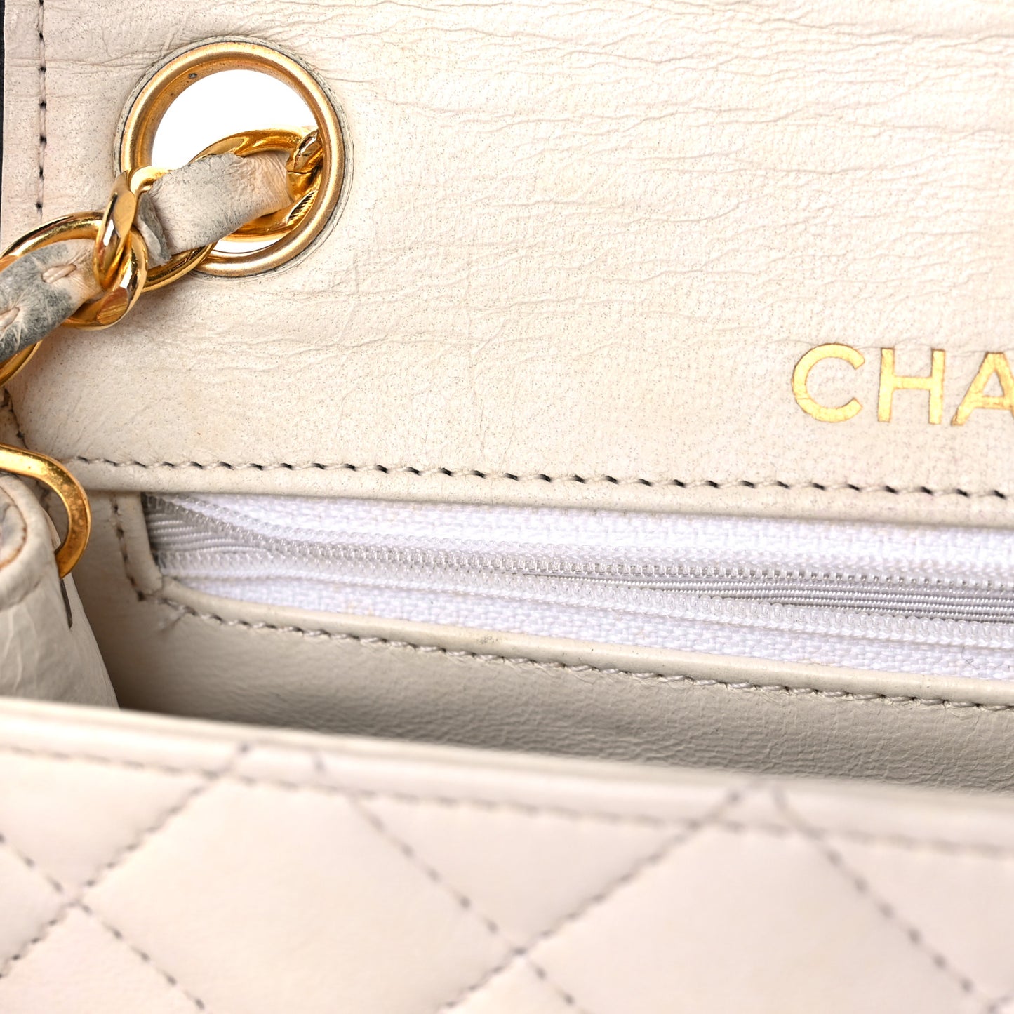 Lambskin Quilted Mini Square Flap White