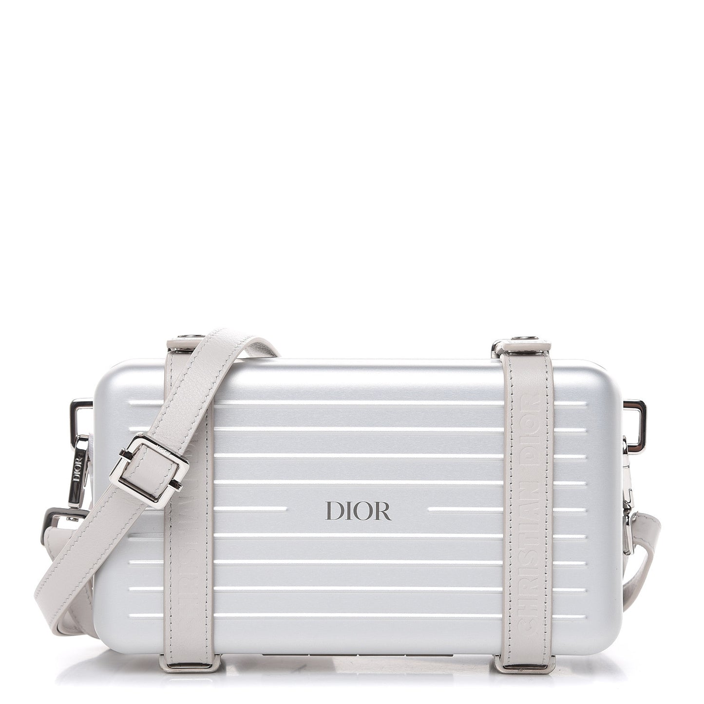 X RIMOWA Aluminum Personal Clutch On Strap Silver
