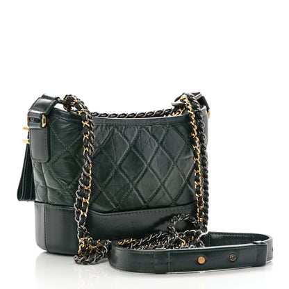 Chanel Aged Calfskin Quilted Small Gabrielle Hobo Dark Green 3 of 14