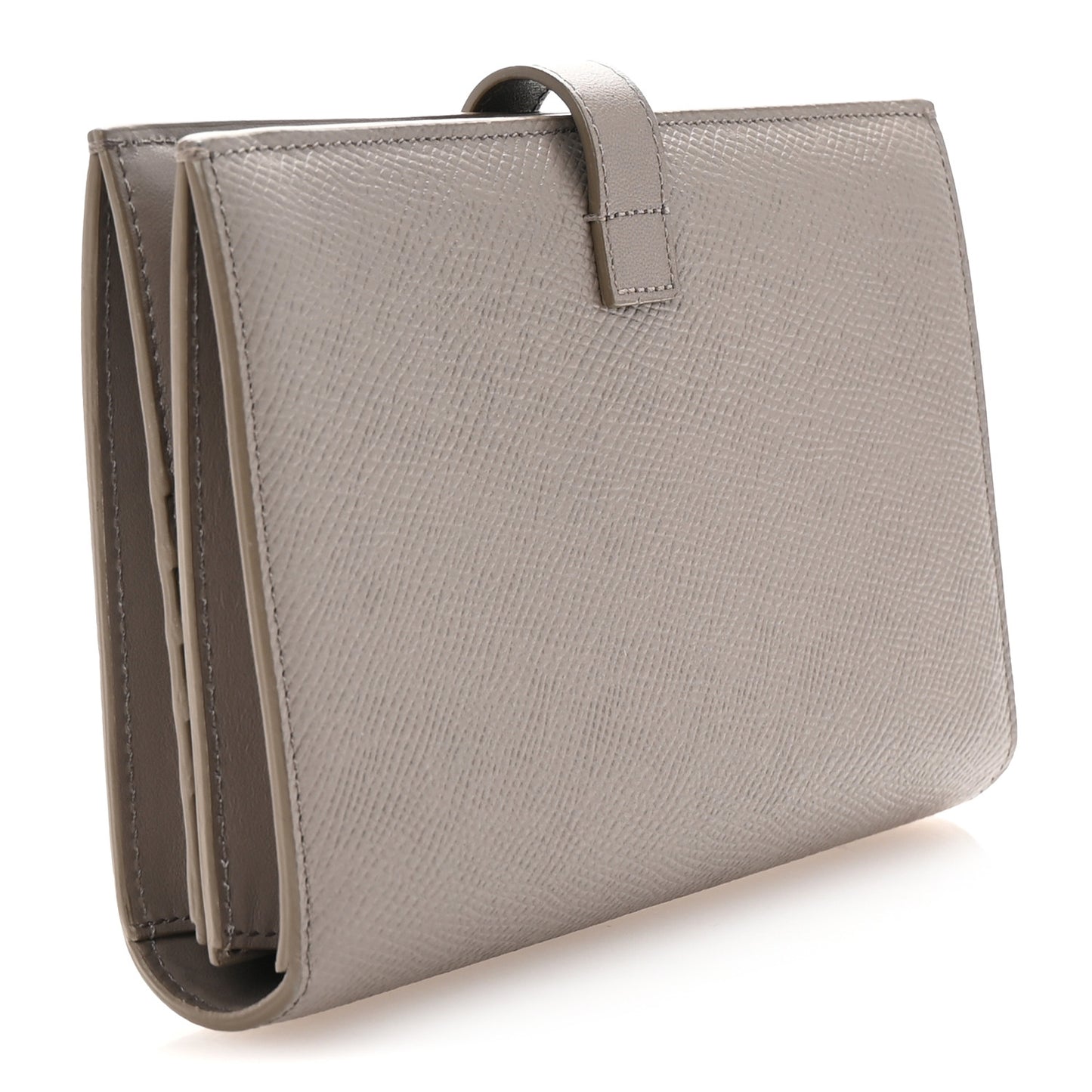 Grained Calfskin Large Multifunction Strap Wallet Pebble