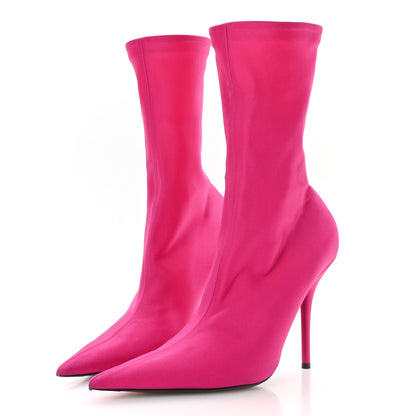 Balenciaga Jersey Crepe Extreme Pointed Toe Knife Booties 41 Dark Pink 4 of 7