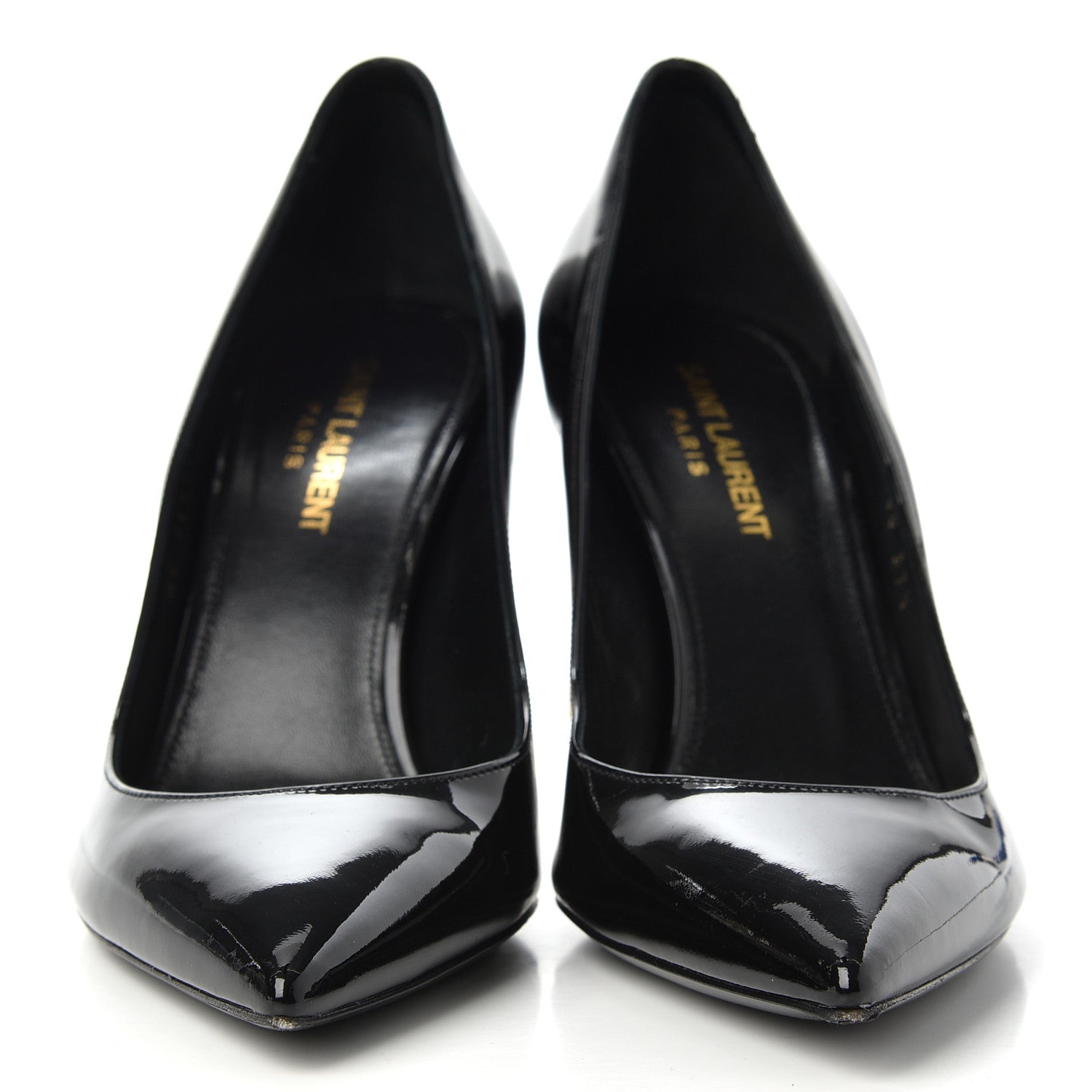 Saint Laurent Patent Calfskin Opyum 85 Pumps 37.5 Black Gold 2 of 10